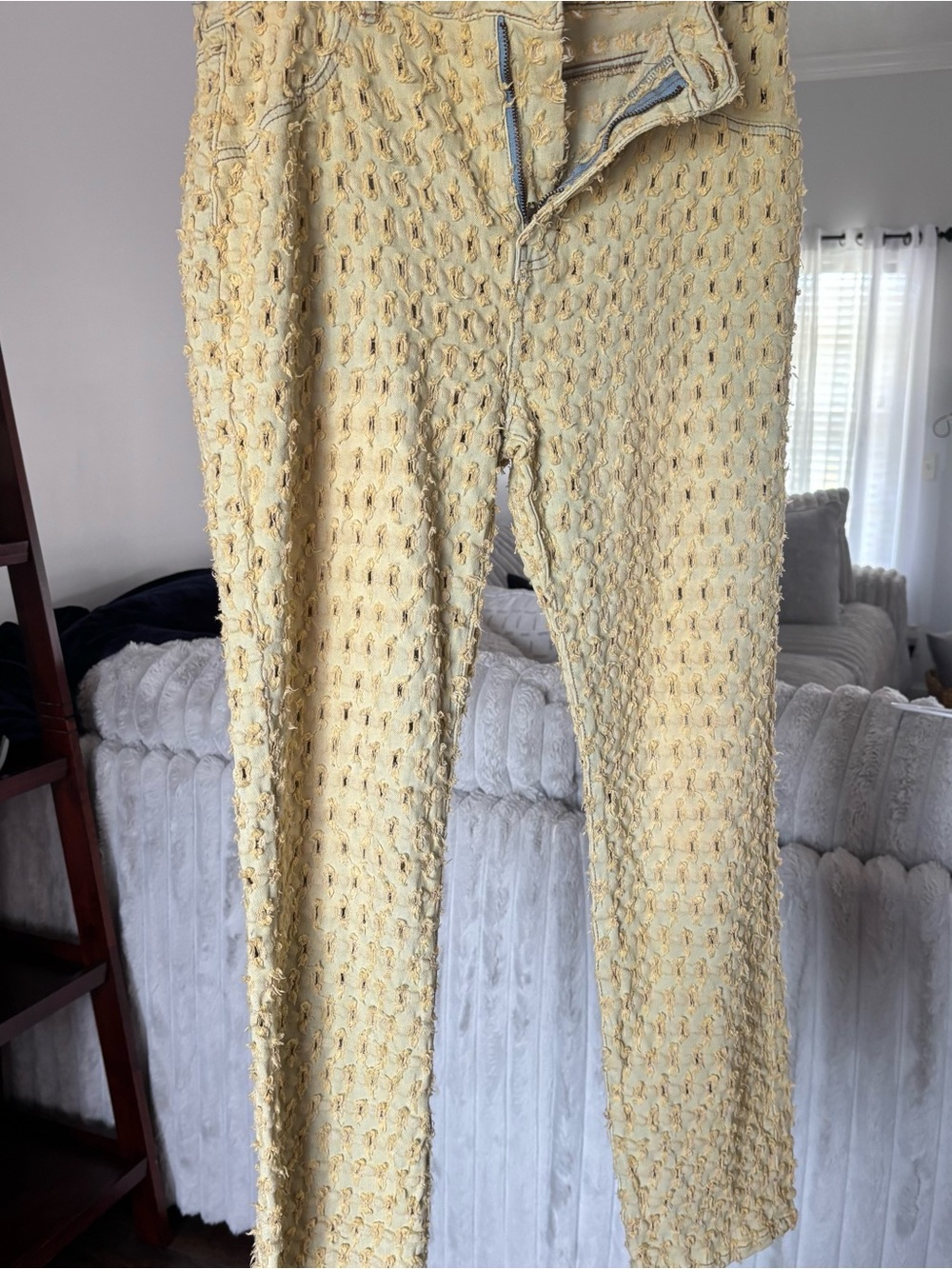 Men's Textured Yellow Pants